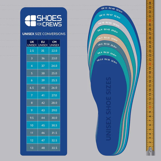Shoes for Crews maattabel voor schoenmaat